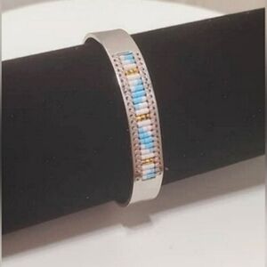 Fashion Seed Beads Bangle Stainless Steel Bangle Bohemia Bracelet For Women.🌴